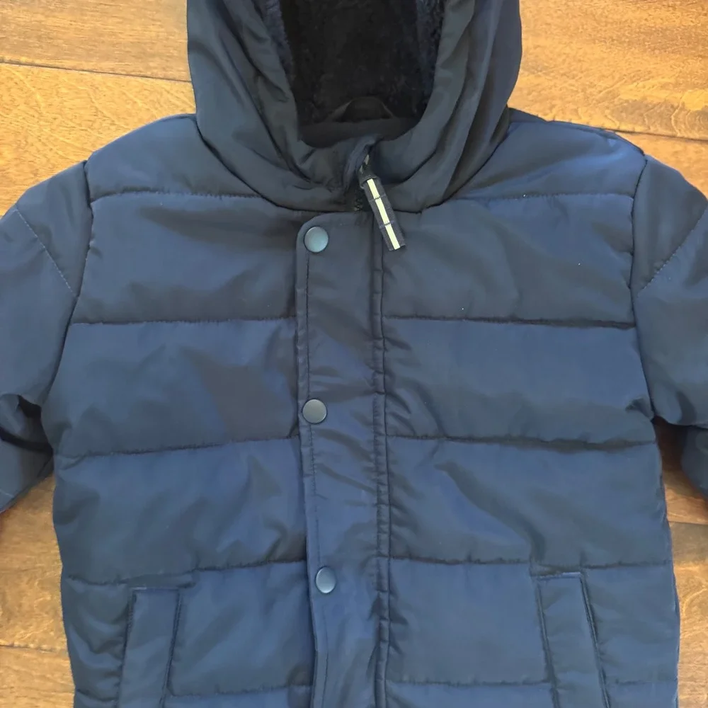 Cat & Jack Toddler Boys Heavyweight Puffer Jacket Navy Blue 5T Hooded Parka Coat